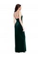 Magasins de Vert foncé Fourreau Bretelles spaghetti Col Carré Velours Stretch Longue Robes demoiselle d'honneur / Robes de bal