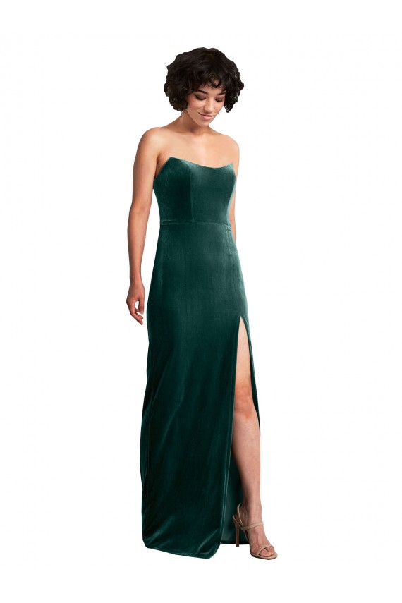 Magasins de Vert foncé Fourreau Sans bretelle Velours Stretch Longue Formelles Robes demoiselle d'honneur / Robes de soirée / Robes de bal