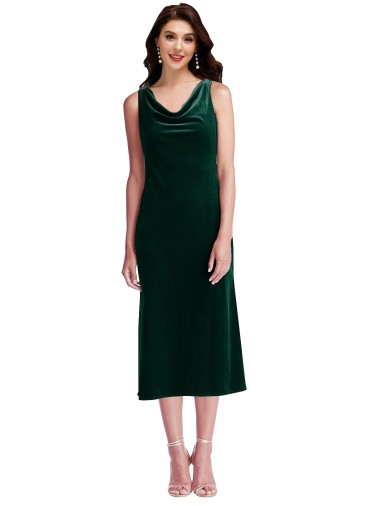 Magasins de Vert foncé Fourreau midi Velours Stretch Courte Robes demoiselle d'honneur / Robes de bal / Robes de cocktail