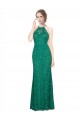 Magasins de Vert foncé Sirène Licou Col Haut Dentelle Longue Robes demoiselle d'honneur / Robes de bal