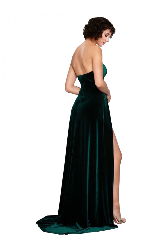 Magasins de Vert foncé Trapèze Balayage train Velours Stretch Longue Robes demoiselle d'honneur / Robes de bal