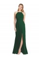 Magasins de Vert foncé Trapèze Bretelles spaghetti Col Haut Mousseline Longue Robes demoiselle d'honneur