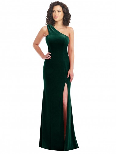 Magasins de Vert foncé Trompette Velours Stretch Longue Robes demoiselle d'honneur / Robes de bal