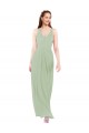 Magasins de Vert fumée Fourreau Col V Mousseline Longue Robes demoiselle d'honneur
