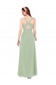Magasins de Vert fumée Fourreau Col V Mousseline Longue Robes demoiselle d'honneur