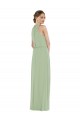 Magasins de Vert fumée Trapèze Col Haut Mousseline Longue Robes demoiselle d'honneur
