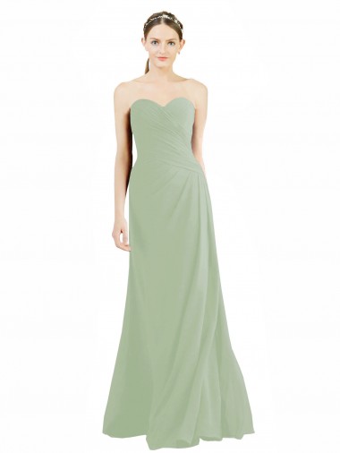 Magasins de Vert fumée Trapèze Mousseline Longue Robes demoiselle d'honneur