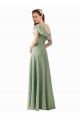 Magasins de Vert fumée Trapèze Mousseline Longue Robes demoiselle d'honneur