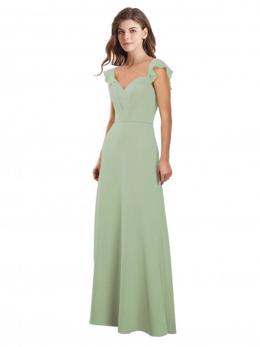 Magasins de Vert fumée Trapèze Mousseline Longue Robes demoiselle d'honneur