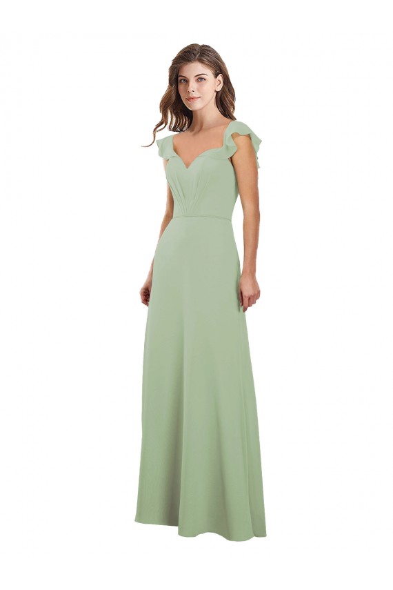 Magasins de Vert fumée Trapèze Mousseline Longue Robes demoiselle d'honneur