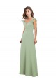 Magasins de Vert fumée Trapèze Mousseline Longue Robes demoiselle d'honneur