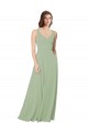 Magasins de Vert fumée Trapèze Mousseline Longue Robes demoiselle d'honneur