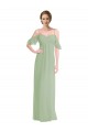 Magasins de Vert fumée Trapèze Épaule Dénudée Bretelles spaghetti Mousseline Longue Robes demoiselle d'honneur