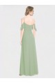 Magasins de Vert fumée Trapèze Épaule Dénudée Bretelles spaghetti Mousseline Longue Robes demoiselle d'honneur