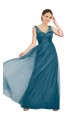 Magasins de Vert sarcelle Trapèze Col V Tulle Longue Robes demoiselle d'honneur