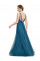 Magasins de Vert sarcelle Trapèze Col V Tulle Longue Robes demoiselle d'honneur