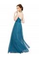 Magasins de Vert sarcelle Trapèze Licou Col Haut Tulle Longue Robes demoiselle d'honneur