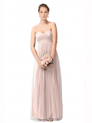 Magasins de Vintage Rose Trapèze Tulle Longue Robes demoiselle d'honneur